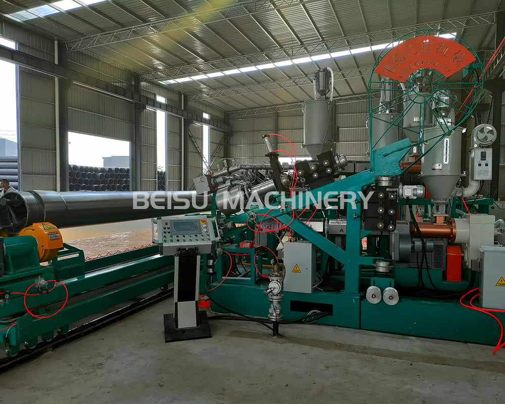 Plastic Steel Strip Hollow Wall Spiral Winding Pipe Extrusion Line